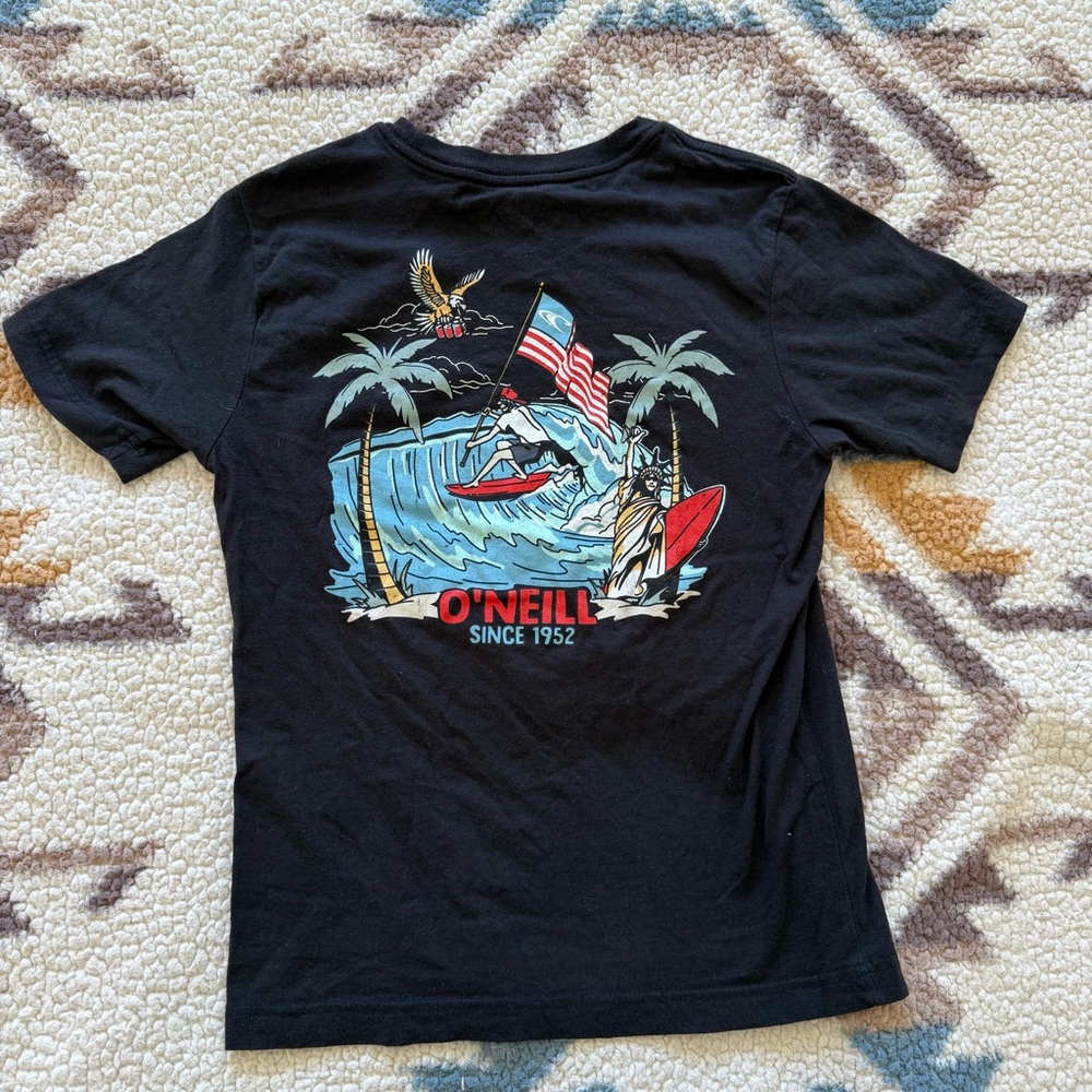 O'Neill Black Patriotic Surf Graphic Tee | Size Small
